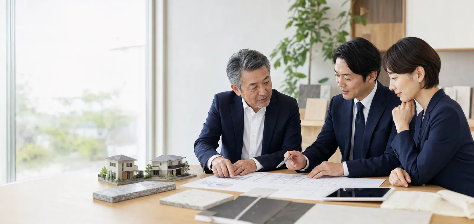 住宅会社の経営者とM&Aアドバイザーが承継について相談している様子